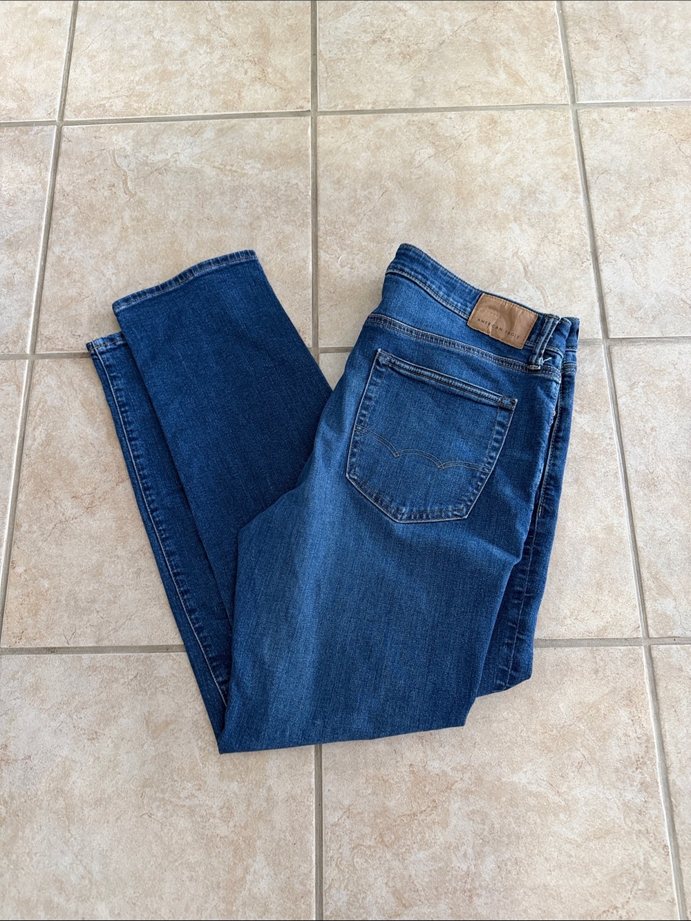 American Eagle Outfitters Men's Slim Straight Jeans - Dark Blue